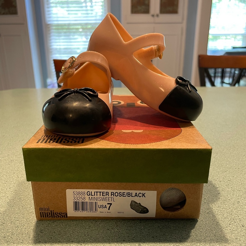 Mini Melissa Glitter Rose and Black Shoes